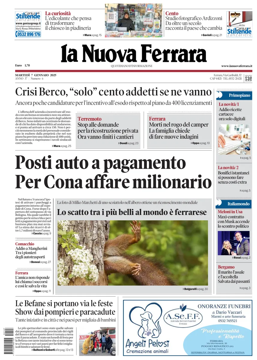 Prima-pagina-nuova ferrara-oggi-edizione-del-2025-01-07